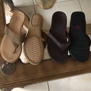 Crocs and Vionic flip flops